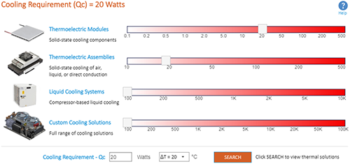 Selecting Qc and ΔT for Thermal Wizard Product Search